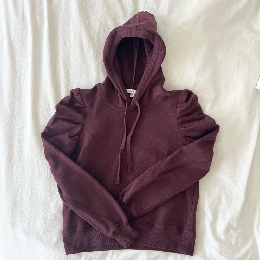 REBECCA MINKOFF Janine Burgundy Puff Sleeve Sweatshirt Size XS